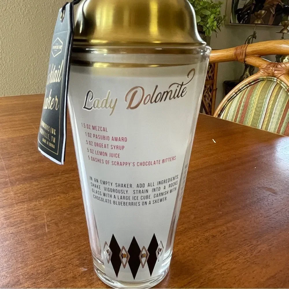 NWT Designworks Ink Cocktail Shaker - Gold Retro Recipes